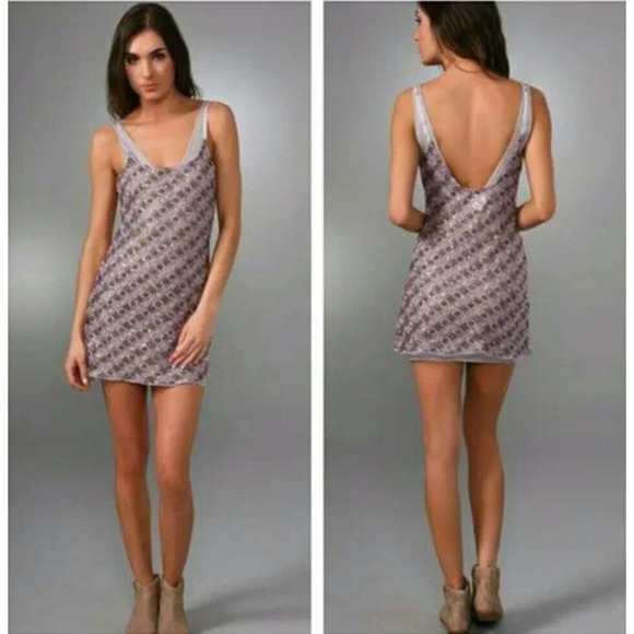 Free People Intimately Crochet Sequin Slip Dress Peach Combo Size S - Picture 2 of 6